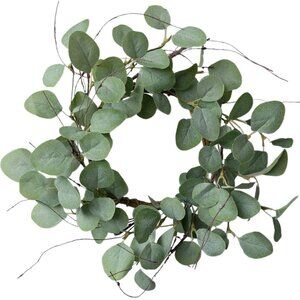 NWOT Eucalyptus Leaves Farmhouse Wreath Metal Polyester Green 14" for Front Door